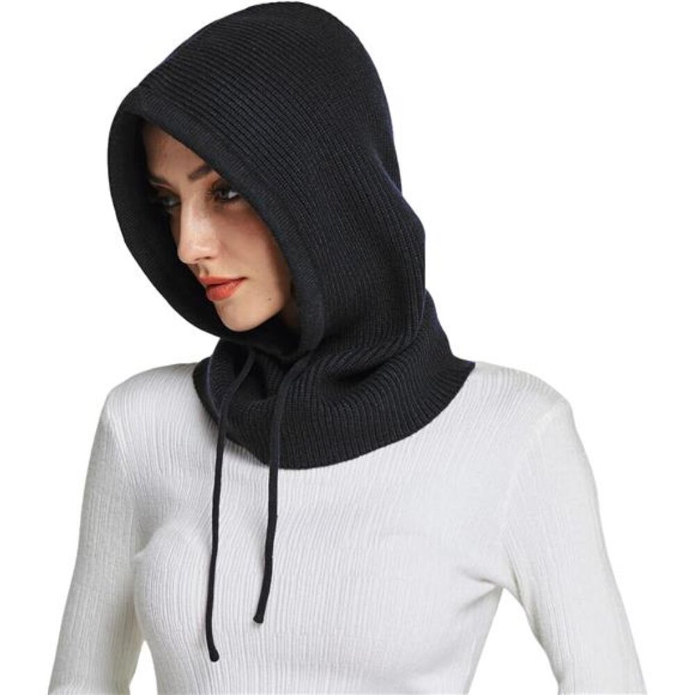Women's Winter Hat Wool Blend Hooded Scarf Hat Balaclava
